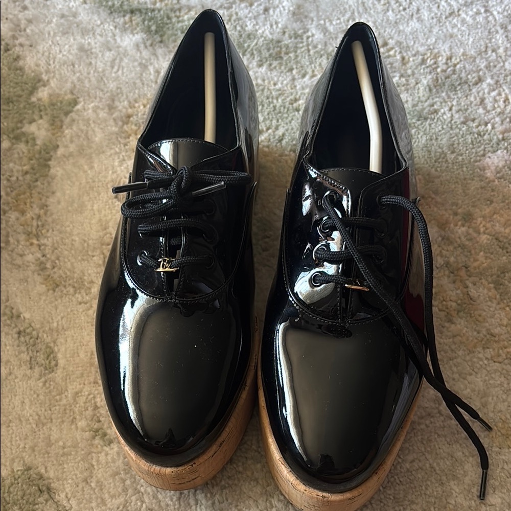 Salvatore Ferragamo Black Patent Leather Platform Shoes